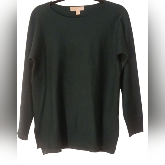 Michael Kors - Forest Green Pullover Sweater, Scoop Neck, Side Slits, Size S, - Picture 2 of 8